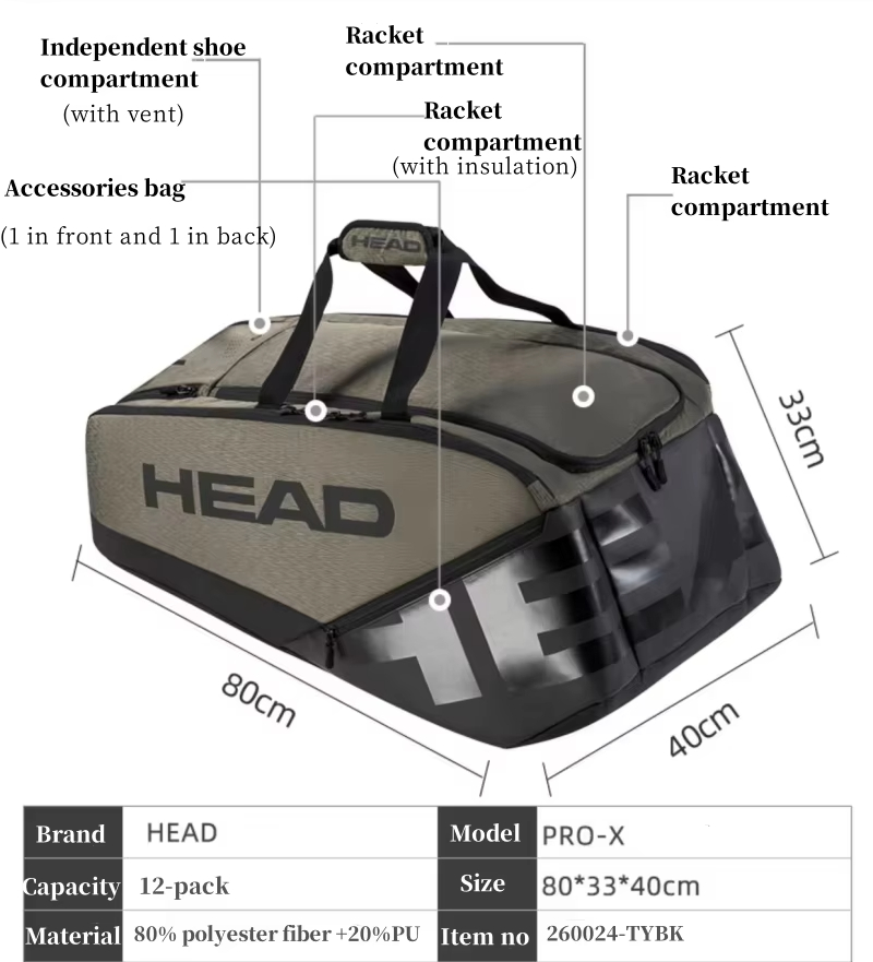 حقيبة مضرب تنس من سلسلة HEAD T - مراجعة Head Racket Boom وسعره